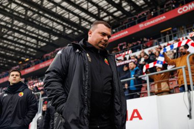 Adrian Siemieniec PKO BP Ekstraklasa maçında Krakovia ve Jagiellonia Bialystok takımları arasında Stadion Cracovii im 'de görüldü. Jozefa Pilsudskiego (Maciej Rogowski)