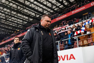 Adrian Siemieniec PKO BP Ekstraklasa maçında Krakovia ve Jagiellonia Bialystok takımları arasında Stadion Cracovii im 'de görüldü. Jozefa Pilsudskiego (Maciej Rogowski)