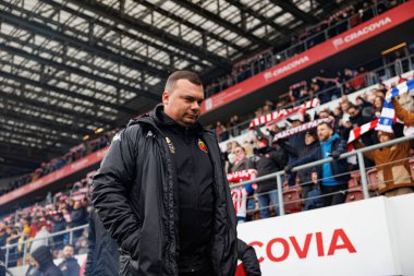 Adrian Siemieniec PKO BP Ekstraklasa maçında Krakovia ve Jagiellonia Bialystok takımları arasında Stadion Cracovii im 'de görüldü. Jozefa Pilsudskiego (Maciej Rogowski)