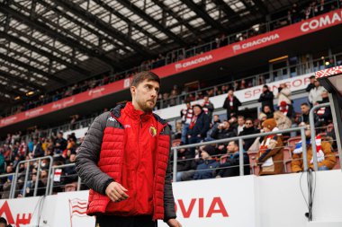 PKO BP Ekstraklasa maçında Stadyum 'da KS Cracovia ve Jagiellonia Bialystok takımları arasında görülen Taras Romanczuk. Jozefa Pilsudskiego (Maciej Rogowski)