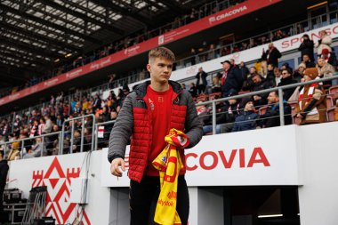 Alan Rybak PKO BP Ekstraklasa maçında Krakovia ve Jagiellonia Bialystok takımları arasında Stadion Cracovii im 'de görüldü. Jozefa Pilsudskiego (Maciej Rogowski)