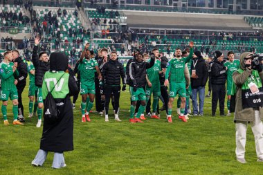 Radomiak 'ın oyuncuları PKO BP Ekstraklasa maçında Radomiak Radom ve Legia Warszawa takımları arasında Stadyum Miejski im' de kutlama yaparken görüldü. Braci Czachorow (Maciej Rogowski)