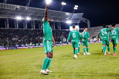 Capita Osvaldo Pedro Capemba, Stadyum 'daki Radomiak Radom ve Legia Warszawa takımları arasında oynanan PKO BP Ekstraklasa maçında gol attıktan sonra kutlama yaparken görüldü. Braci Czachorow (Maciej Rogowski)