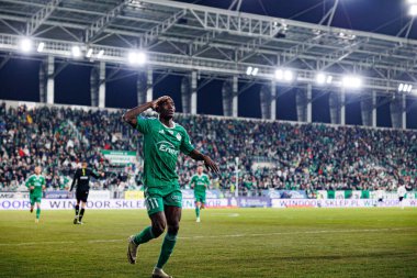 Capita Osvaldo Pedro Capemba, Stadyum 'daki Radomiak Radom ve Legia Warszawa takımları arasında oynanan PKO BP Ekstraklasa maçında gol attıktan sonra kutlama yaparken görüldü. Braci Czachorow (Maciej Rogowski)