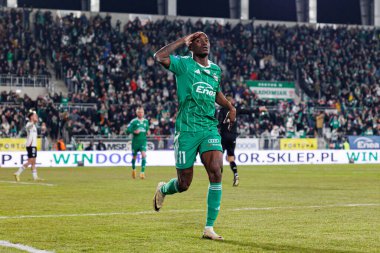 Capita Osvaldo Pedro Capemba, Stadyum 'daki Radomiak Radom ve Legia Warszawa takımları arasında oynanan PKO BP Ekstraklasa maçında gol attıktan sonra kutlama yaparken görüldü. Braci Czachorow (Maciej Rogowski)