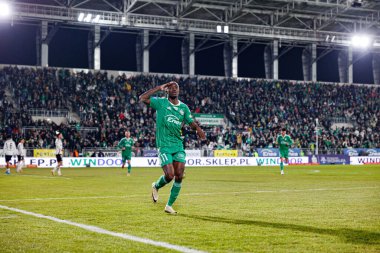 Capita Osvaldo Pedro Capemba, Stadyum 'daki Radomiak Radom ve Legia Warszawa takımları arasında oynanan PKO BP Ekstraklasa maçında gol attıktan sonra kutlama yaparken görüldü. Braci Czachorow (Maciej Rogowski)