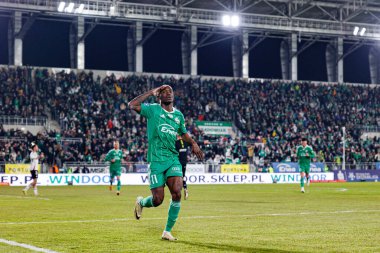 Capita Osvaldo Pedro Capemba, Stadyum 'daki Radomiak Radom ve Legia Warszawa takımları arasında oynanan PKO BP Ekstraklasa maçında gol attıktan sonra kutlama yaparken görüldü. Braci Czachorow (Maciej Rogowski)