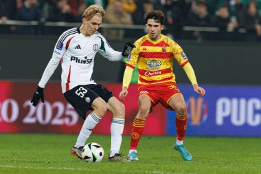 Wojciech Urbanski ve Leon Flach, Puchar Polski maçında Stadion Miejski Legii Warszawa 'daki Legia Warszawa ve Jagiellonia Bialystok takımları arasında görüldü. Jozefa Pilsudskiego (Maciej Rogowski)