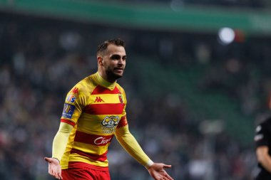 Puchar Polski maçında Stadion Miejski Legii Warszawa 'da Legia Warszawa ve Jagiellonia Bialystok takımları arasında görülen İsa İmaz. Jozefa Pilsudskiego (Maciej Rogowski)