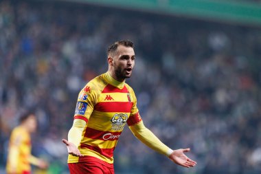 Puchar Polski maçında Stadion Miejski Legii Warszawa 'da Legia Warszawa ve Jagiellonia Bialystok takımları arasında görülen İsa İmaz. Jozefa Pilsudskiego (Maciej Rogowski)
