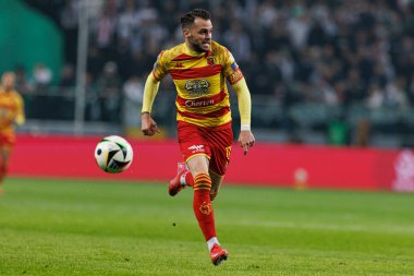 Puchar Polski maçında Stadion Miejski Legii Warszawa 'da Legia Warszawa ve Jagiellonia Bialystok takımları arasında görülen İsa İmaz. Jozefa Pilsudskiego (Maciej Rogowski)