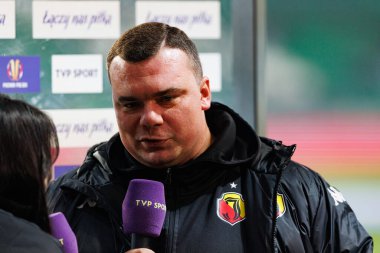 Adrian Siemieniec, Puchar Polski maçında Stadion Miejski Legii Warszawa 'da Legia Warszawa ve Jagiellonia Bialystok takımları arasında görüldü. Jozefa Pilsudskiego (Maciej Rogowski)