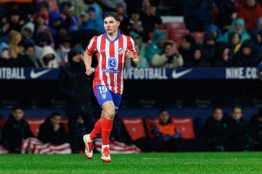 Julian Alvarez LaLiga EA SPORTS maçı sırasında Estadio Civitas Metropolitano 'daki Atletico de Madrid ve Athletic Club takımları arasında görüldü (Maciej Rogowski)