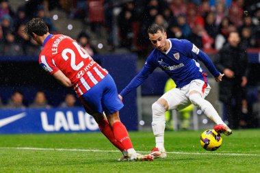 Robin Le Normand ve Alex Berenguer, LaLiga EA SPORTS maçı sırasında Estadio Civitas Metropolitano 'daki Atletico de Madrid ve Athletic Club takımları arasında görüldü (Maciej Rogowski)