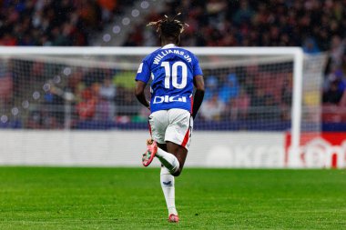 Nicolas Williams LaLiga EA SPORTS maçı sırasında Estadio Civitas Metropolitano 'daki Atletico de Madrid ve Athletic Club takımları arasında görüldü (Maciej Rogowski)