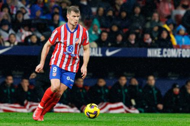 Alexander Sorloth LaLiga EA SPORTS maçı sırasında Estadio Civitas Metropolitano 'daki Atletico de Madrid ve Athletic Club takımları arasında görüldü (Maciej Rogowski)