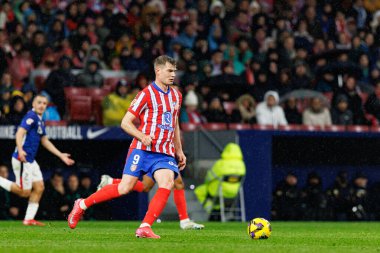 Alexander Sorloth LaLiga EA SPORTS maçı sırasında Estadio Civitas Metropolitano 'daki Atletico de Madrid ve Athletic Club takımları arasında görüldü (Maciej Rogowski)