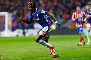 Nicolas Williams LaLiga EA SPORTS maçı sırasında Estadio Civitas Metropolitano 'daki Atletico de Madrid ve Athletic Club takımları arasında görüldü (Maciej Rogowski)