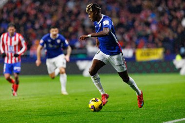 Nicolas Williams LaLiga EA SPORTS maçı sırasında Estadio Civitas Metropolitano 'daki Atletico de Madrid ve Athletic Club takımları arasında görüldü (Maciej Rogowski)