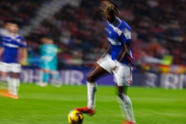 Nicolas Williams LaLiga EA SPORTS maçı sırasında Estadio Civitas Metropolitano 'daki Atletico de Madrid ve Athletic Club takımları arasında görüldü (Maciej Rogowski)