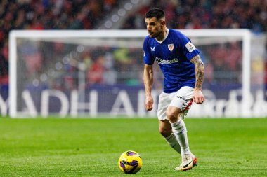 Yuri Berchiche LaLiga EA SPORTS maçı sırasında Estadio Civitas Metropolitano 'daki Atletico de Madrid ve Athletic Club takımları arasında görüldü (Maciej Rogowski)