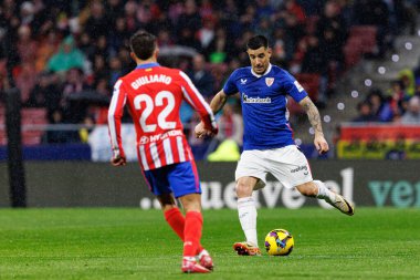 Yuri Berchiche LaLiga EA SPORTS maçı sırasında Estadio Civitas Metropolitano 'daki Atletico de Madrid ve Athletic Club takımları arasında görüldü (Maciej Rogowski)