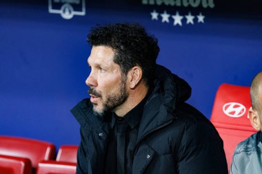 Diego Simeone, Atletico de Madrid ve Estadio Civitas Metropolitano takımları arasında oynanan LaLiga EA SPORTS maçı sırasında görüldü (Maciej Rogowski)