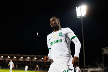 Ousmane Diomande, Liga Portekiz maçı sırasında Estadio Belediyesi Rio Maior 'daki Casa Pia ve Sporting CP takımları arasında görüldü (Maciej Rogowski)