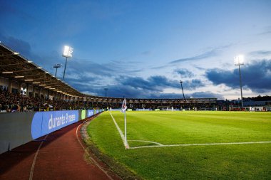 Rio Maior Stadyumu, Estadio Municipal Rio Maior 'daki Casa Pia ve Sporting CP takımları arasında oynanan Liga Portekiz maçı sırasında görüldü (Maciej Rogowski)