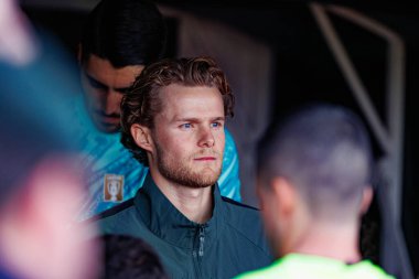 Morten Hjulmand, Liga Portekiz maçı sırasında Estadio Belediyesi Rio Maior 'daki Casa Pia ve Sporting CP takımları arasında görüldü (Maciej Rogowski)