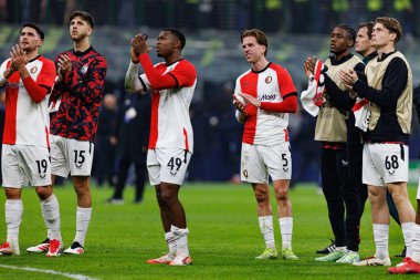 Feyenoord 'un oyuncuları UEFA Şampiyonlar Ligi maçında Naziler Arası Milano ve Feyenoord FC (Maciej Rogowski)