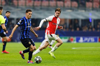 Kristjan Asllani UEFA Şampiyonlar Ligi maçında Milano ve Feyenoord FC (Maciej Rogowski) takımları arasında görüldü.)