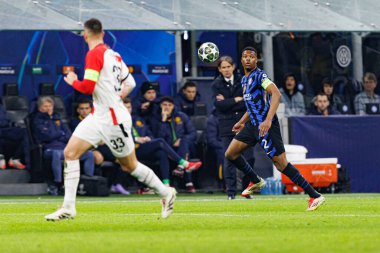 Denzel Dumfries UEFA Şampiyonlar Ligi maçında Internazionale Milano ve Feyenoord FC (Maciej Rogowski) takımları arasında görüldü.)