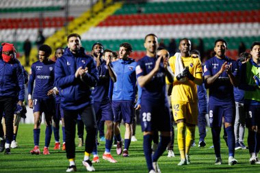 Gil Vicente 'nin oyuncuları Liga Portekiz maçı sırasında Estrela Amadora ve Gil Vicente FC takımları arasında Estadio Jose Gomes' de (Maciej Rogowski)