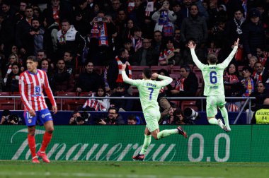 Ferran Torres ve Gavi, Atletico de Madrid ve FC Barcelona (Maciej Rogowski) takımları arasında oynanan LaLiga EA SPORTS maçında gol attıktan sonra kutlama yaparken görüldü.)