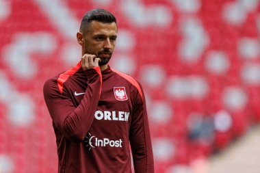 Mateusz Wieteska, 2025 Mart 'ındaki maçlardan önce Polonya Milli Futbol Takımı' nın ikinci antrenmanı sırasında görüldü (Maciej Rogowski)