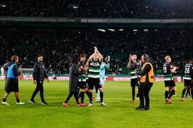 Liga Portekiz maçı sırasında Estadio Jose Alvalade 'de (Maciej Rogowski) Sportif CP ve FC Famalicao takımları arasında spor oyuncuları görüldü.)
