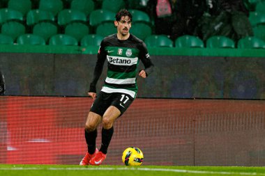 Francisco Trincao, Liga Portekiz maçı sırasında Estadio Jose Alvalade 'de (Maciej Rogowski) Sporting CP ve FC Famalicao takımları arasında görüldü.)