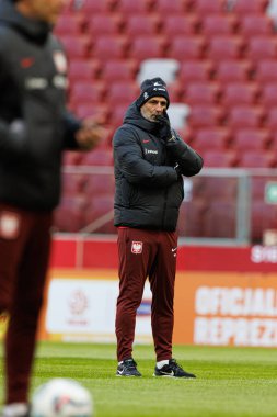 Michal Probierz, 2025 Mart 'ındaki maçlardan önce Polonya Milli Futbol Takımı' nın üçüncü antrenmanı sırasında görüldü (Maciej Rogowski)