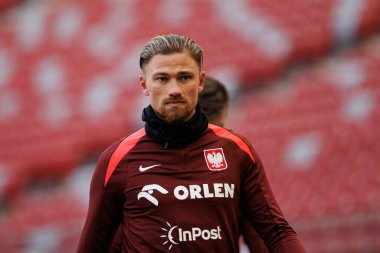 Matty Cash, 2025 Mart 'ındaki maçlardan önce Polonya Milli Futbol Takımı' nın üçüncü antrenmanı sırasında görüldü (Maciej Rogowski)