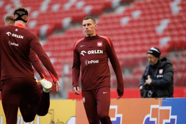 Jakub Piotrowski, 2025 Mart 'ındaki maçlardan önce Polonya Milli Futbol Takımı' nın üçüncü antrenmanı sırasında görüldü (Maciej Rogowski)