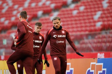 Matty Cash, 2025 Mart 'ındaki maçlardan önce Polonya Milli Futbol Takımı' nın üçüncü antrenmanı sırasında görüldü (Maciej Rogowski)