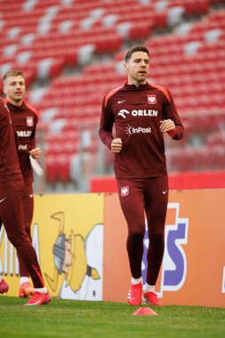Jan Bednarek, 2025 Mart 'ındaki maçlardan önce Polonya Milli Futbol Takımı' nın üçüncü antrenmanı sırasında görüldü (Maciej Rogowski)