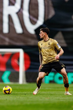 LaLiga EA SPORTS maçı sırasında Estadio de Vallecas 'ta Rayo Vallecano ve Real Sociedad de Futbol takımları arasında görüldü (Maciej Rogowski)