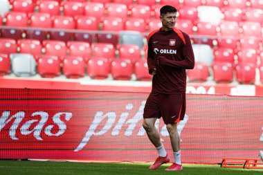 Robert Lewandowski, 2026 Dünya Kupası 'nda Litvanya' ya karşı oynanan Dünya Kupası öncesinde Polonya Milli Futbol Takımı Resmi Eğitimi sırasında görüldü (Maciej Rogowski)
