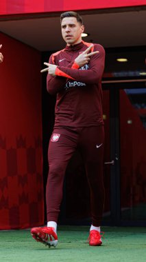 Jan Bednarek, 2026 Dünya Kupası 'nda Litvanya ile oynanan karşılaşmadan önce Polonya Milli Futbol Takımı Resmi Eğitimi sırasında görüldü (Maciej Rogowski)