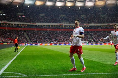 Robert Lewandowski, PGE Narodowy (Maciej Rogowski) 'de Polonya ve Litvanya milli takımları arasındaki Dünya Kupası 2026 Avrupa ön eleme maçında gol attıktan sonra kutlama yaparken görüldü.)