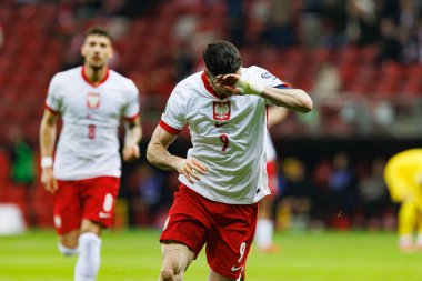 Robert Lewandowski, PGE Narodowy (Maciej Rogowski) 'de Polonya ve Litvanya milli takımları arasındaki Dünya Kupası 2026 Avrupa ön eleme maçında gol attıktan sonra kutlama yaparken görüldü.)