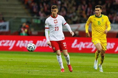 Krzysztof Piatek ve Gvidas Gineitis, 2026 Dünya Kupası 'nda Polonya ve Litvanya milli takımları arasında PGE Narodowy (Maciej Rogowski)