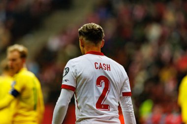 Matty Cash, 2026 Dünya Kupası 'nda Polonya ve Litvanya milli takımları arasında PGE Narodowy (Maciej Rogowski)